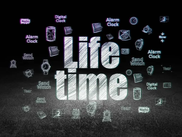 Concepto de línea de tiempo: Tiempo de vida en el cuarto oscuro grunge — Foto de Stock