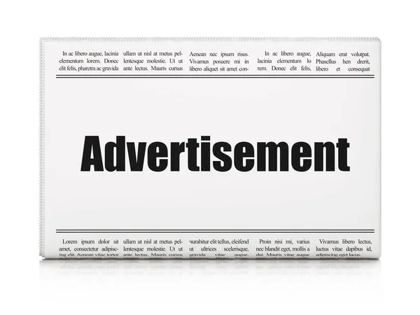 Conceito de marketing: título do jornal Publicidade — Fotografia de Stock
