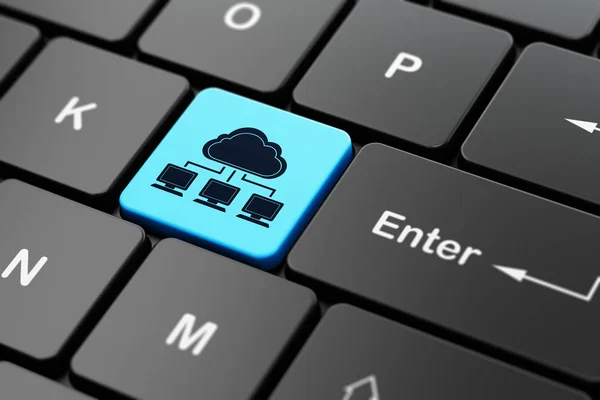 Cloud technology concept: Cloud Network on computer keyboard background — Stock Photo, Image