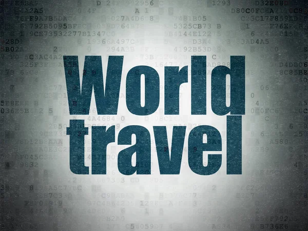 Концепція туризму: Всесвітні подорожі на фоні цифрових даних — стокове фото