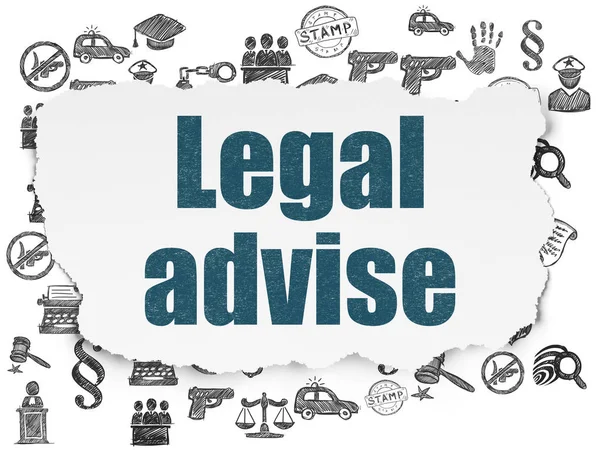 Law concept: juridische advies op papier gescheurd achtergrond — Stockfoto
