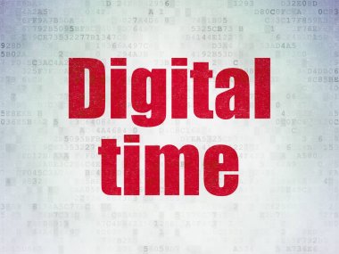 Zaman çizelgesi kavramı: dijital saat dijital veri kağıt arka plan üzerinde