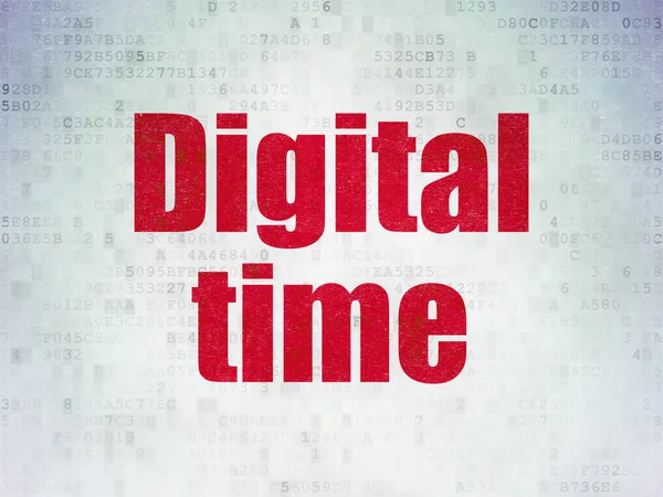 Koncepcja Timeline: cyfrowy czas na tle cyfrowych danych papierze — Zdjęcie stockowe