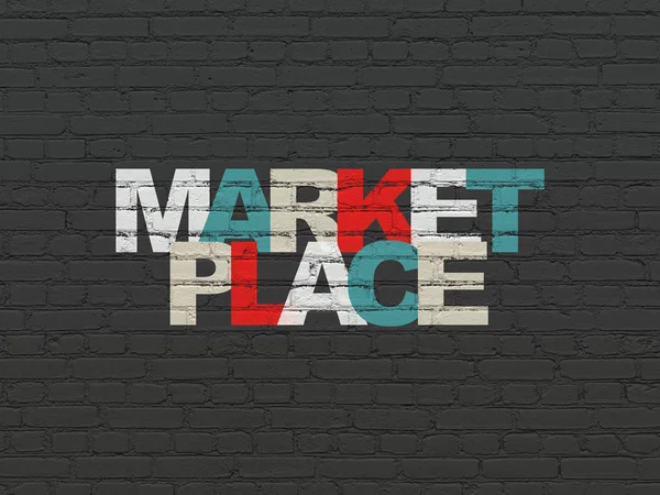 Marketingový koncept: tržiště na zeď na pozadí — Stock fotografie