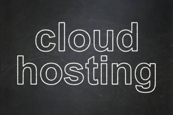 Cloud-Netzwerkkonzept: Cloud-Hosting auf Tafel-Hintergrund — Stockfoto