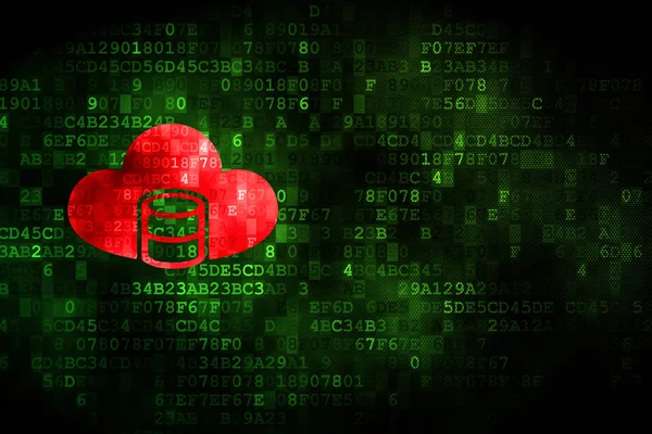 Yazılım kavramı: veritabanı ile bulut dijital arka plan üzerinde