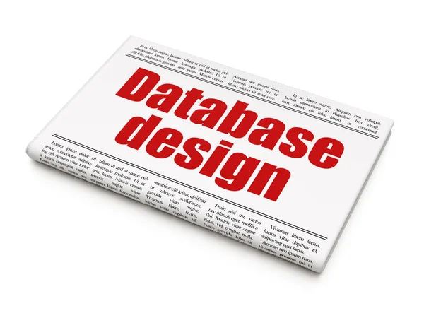 Concepto de programación: titular del periódico Database Design —  Fotos de Stock