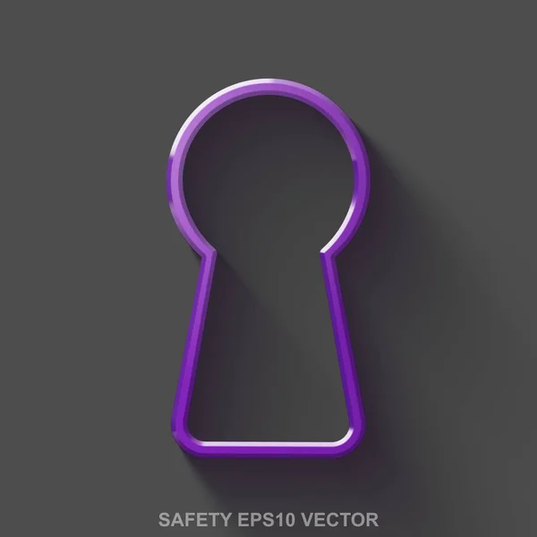 Icono plano de seguridad metálica 3D. Purple ojo de cerradura de metal brillante sobre fondo gris. EPS 10, vector . — Vector de stock