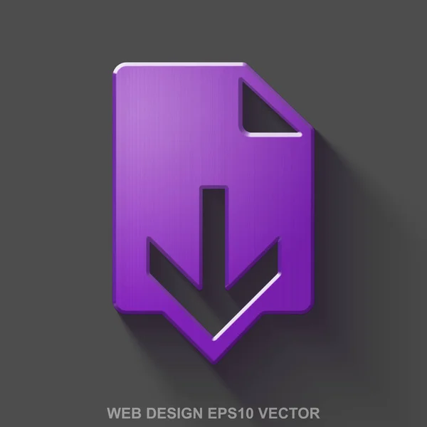 平らな金属の web デザイン 3 d アイコン。紫光沢のある金属ダウンロード灰色の背景に。10、Eps はベクトルします。. — ストックベクタ
