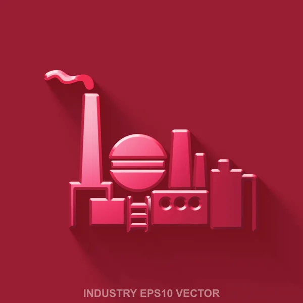 Flache metallische Industrie 3D-Symbol. rot glänzend metallisches Öl und Gas auf rotem Hintergrund. Folge 10, Vektor. — Stockvektor