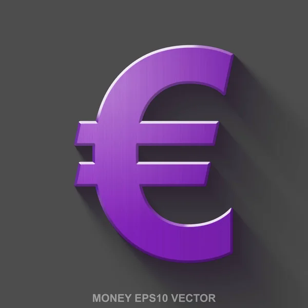 Flaches metallisches 3D-Banking-Symbol. Violett glänzender Metalleuro auf grauem Hintergrund. Folge 10, Vektor. — Stockvektor