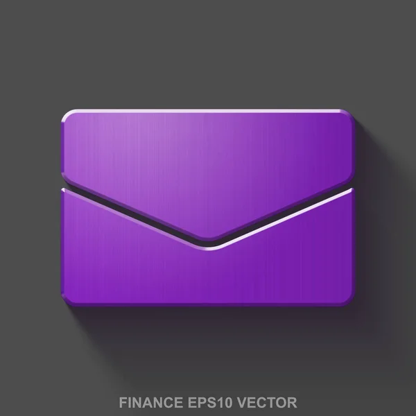 Platt metalliska business 3d ikonen. Lila glansig metall Email på grå bakgrund. EPS-10, vektor. — Stock vektor