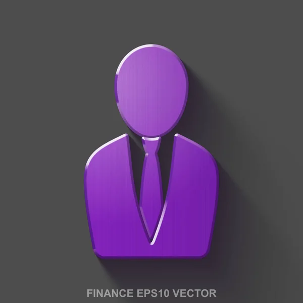 Icône 3D d'entreprise métallique plate. Purple Glossy Metal homme d'affaires sur fond gris. SPE 10, vecteur . — Image vectorielle
