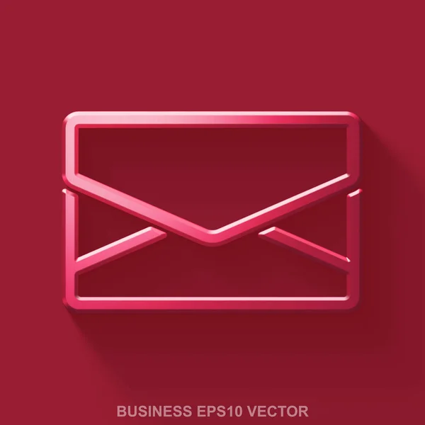 Flache metallische Finanz 3D-Ikone. rot glänzende Metall-E-Mail auf rotem Hintergrund. Folge 10, Vektor. — Stockvektor