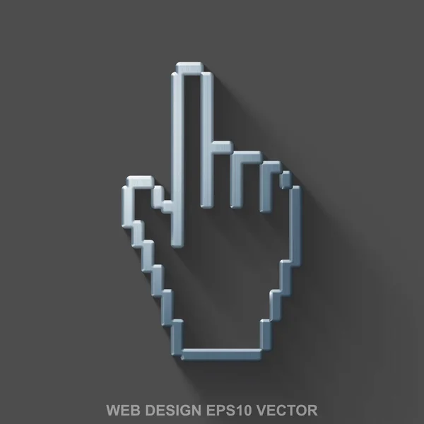 Flat metallic web development 3D icon. Polished Steel Mouse Cursor on Gray background. EPS 10, vector. — Stock Vector