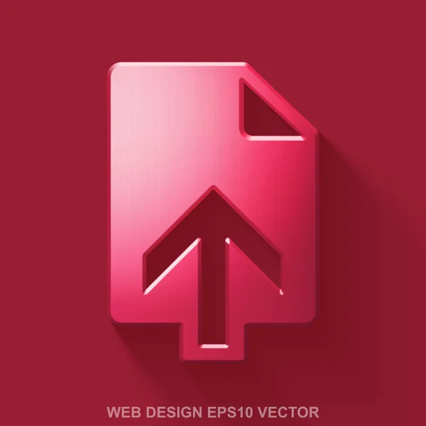 Icône 3D de développement web métallique plat. Rouge Glossy Metal Télécharger sur fond rouge. SPE 10, vecteur . — Image vectorielle