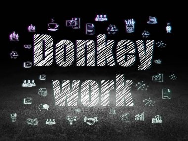 İş kavramı: eşek iş grunge karanlık odada