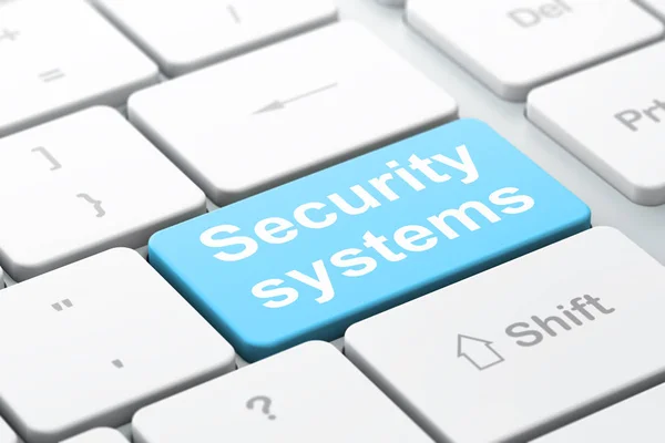 Concepto de seguridad: Sistemas de seguridad en el fondo del teclado del ordenador —  Fotos de Stock