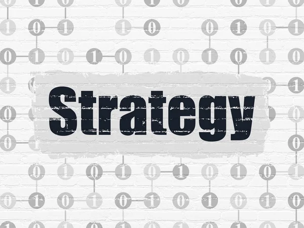 Concetto di business: strategia sullo sfondo della parete — Foto Stock
