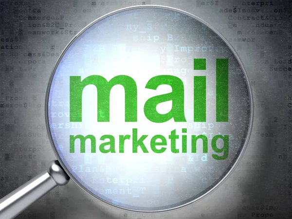 Marketing concept: Mail Marketing met optisch glas — Stockfoto