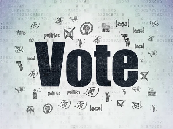 Concepto político: Votación sobre el fondo del documento de datos digitales — Foto de Stock