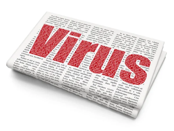 Schutzkonzept: Virus auf Zeitungshintergrund — Stockfoto