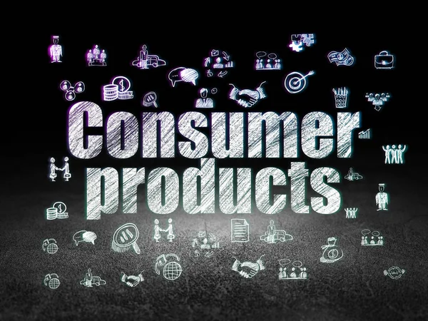 Οικονομικών έννοια: καταναλωτικά προϊόντα σε σκοτεινό δωμάτιο grunge — Φωτογραφία Αρχείου