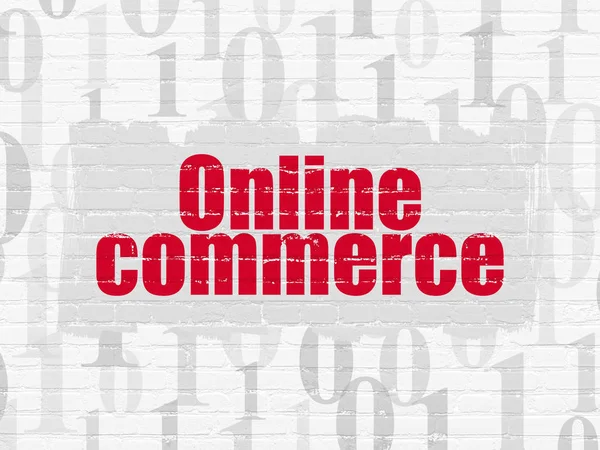 Conceito de negócio: Comércio on-line no fundo da parede — Fotografia de Stock