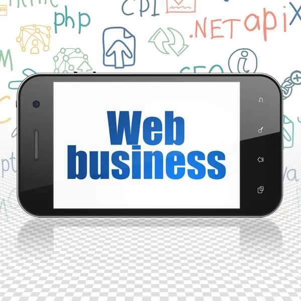 Concept de développement Web : Smartphone avec Web Business à l'écran — Photo