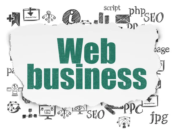 Концепция веб-дизайна: Web Business on Torn Paper background — стоковое фото