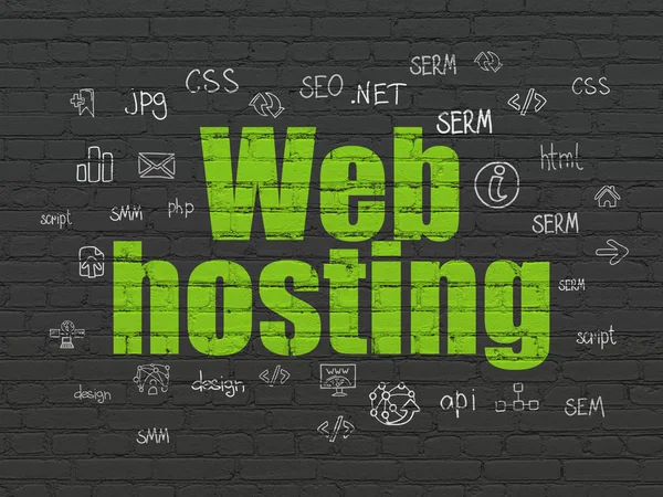 Conceito de Web design: Web Hosting no fundo da parede — Fotografia de Stock