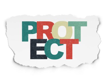 Gizlilik kavramı: yırtık kağıt arka plan üzerinde korumak