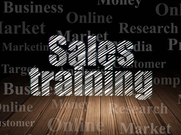 Advertising concept: Sales Training in grunge dark room — Stock Photo, Image
