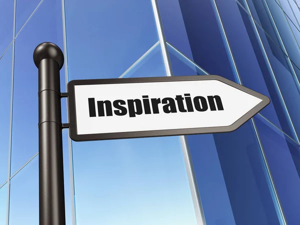 Marketing koncepció: jel inspiráció, az épület a háttérben — Stock Fotó