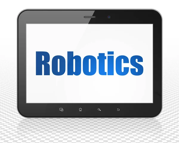 Wissenschaftskonzept: Tablet-PC mit Robotik auf dem Display — Stockfoto