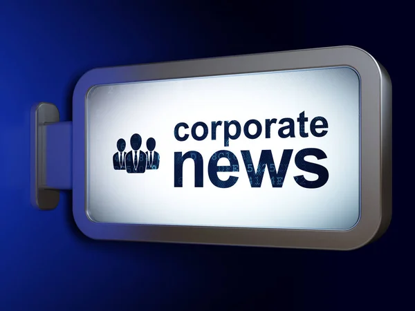 Concepto de noticias: Noticias corporativas y gente de negocios en el fondo de la cartelera — Foto de Stock