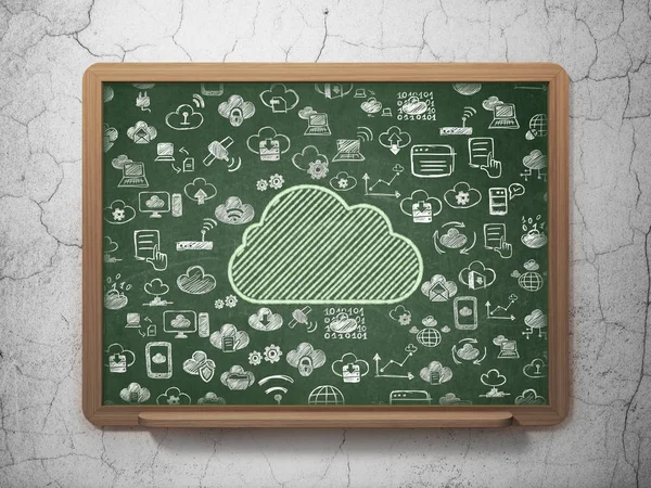 Cloud netwerken concept: Cloud op schoolbestuur achtergrond — Stockfoto