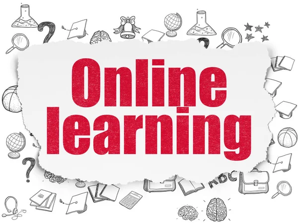 Education concept: Online Learning on Torn Paper background — Stock Photo, Image