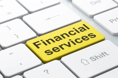 Bankacılık kavramı: finansal hizmetleri bilgisayarda klavye arka plan