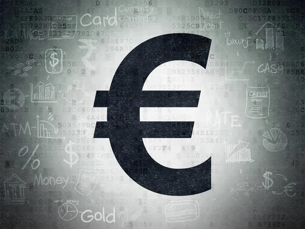 Conceito de dinheiro: Euro sobre fundo de papel de dados digitais — Fotografia de Stock