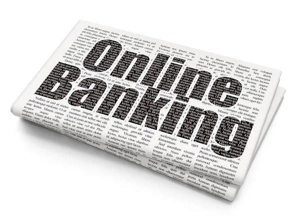 Conceito bancário: Online Banking on Newspaper background — Fotografia de Stock