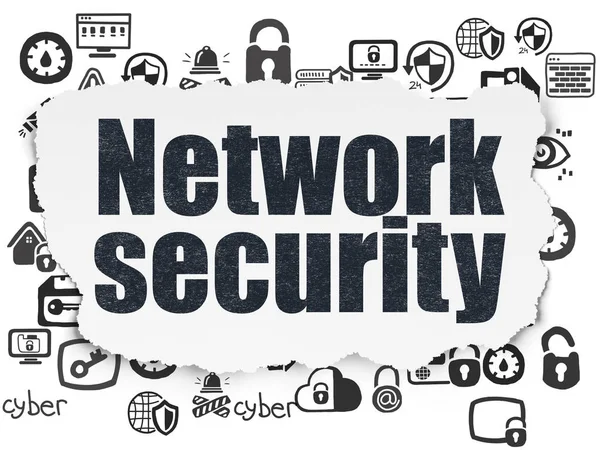 Koncepcja bezpieczeństwa: bezpieczeństwo sieci na tle rozdarty papier — Zdjęcie stockowe