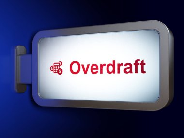 Ekonomi kavramı: Kredili Mevduat ve Hesap makinesinde billboard arka plan