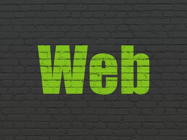Concepto de diseño web: Web sobre fondo de pared — Foto de Stock