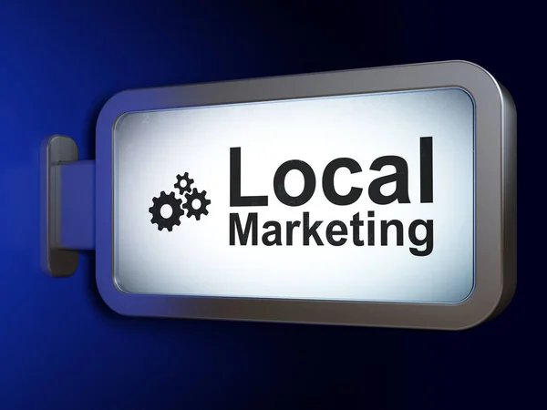 Advertising concept: Local Marketing and Gears on billboard background — Stock Photo, Image