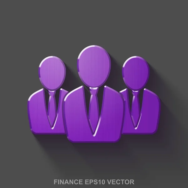 Icône 3D d'entreprise métallique plate. Purple Glossy Metal gens d'affaires sur fond gris. SPE 10, vecteur . — Image vectorielle