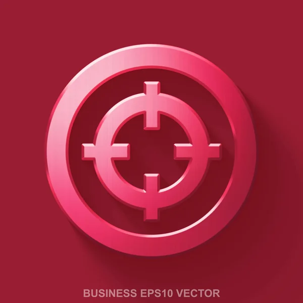 Flache metallische Finanz 3D-Ikone. rotes Hochglanzmetall auf rotem Hintergrund. Folge 10, Vektor. — Stockvektor