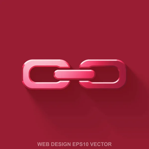 Icône 3D de développement web métallique plat. Red Glossy Metal Link sur fond rouge. SPE 10, vecteur . — Image vectorielle