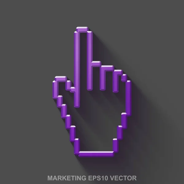 Flat metallic marketing 3D icon. Purple Glossy Metal Mouse Cursor on Gray background. EPS 10, vector. — Stock Vector