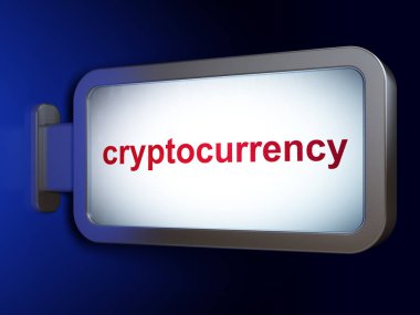 Para birimi kavramı: billboard arka plan üzerinde Cryptocurrency
